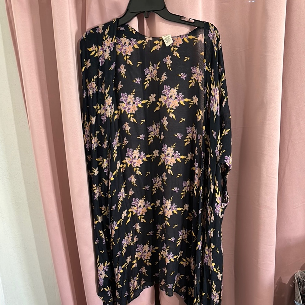 Floral Black Kimono